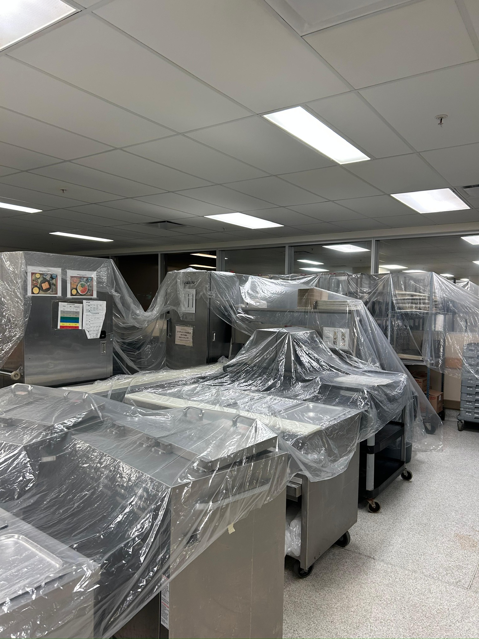 Hospital kitchen ceiling after