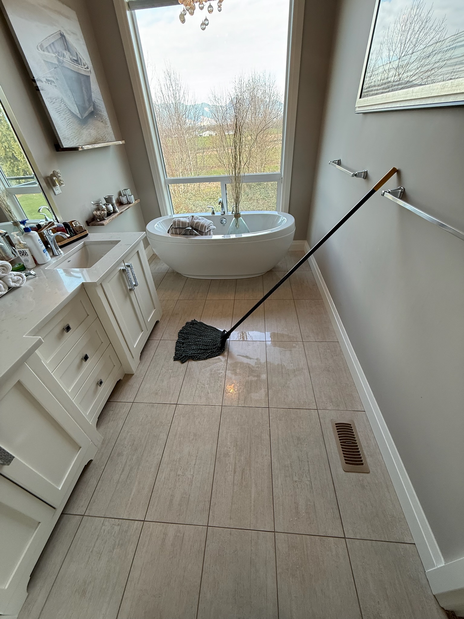 Residential tile grout cleaning